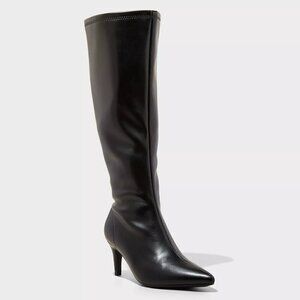 A New‎ day Women's Nelly Stiletto Mid Heel Tall Black Boots